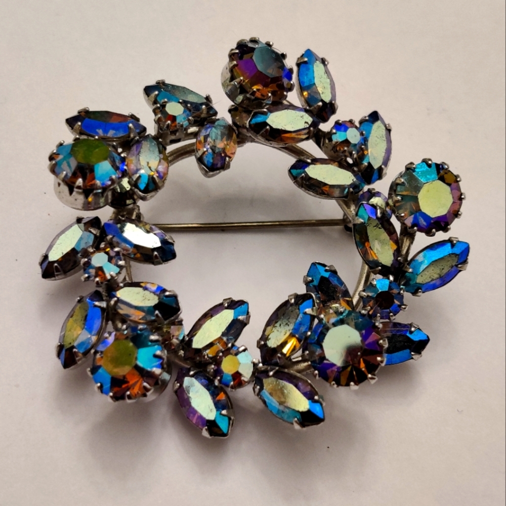 Dazzling Signed Sherman Crystal Brooch